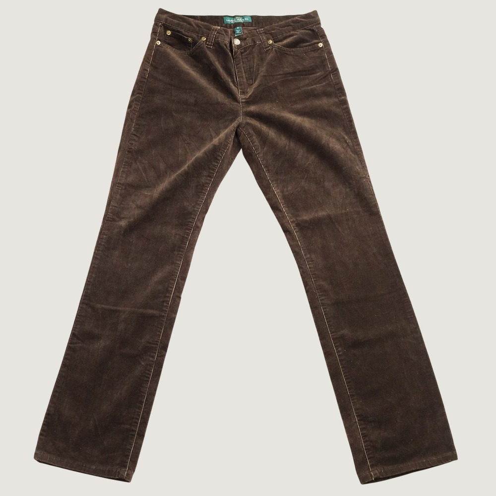 Lauren Ralph Lauren Corduroy Pants Women 10 Brown Classic Straight Leg Trousers